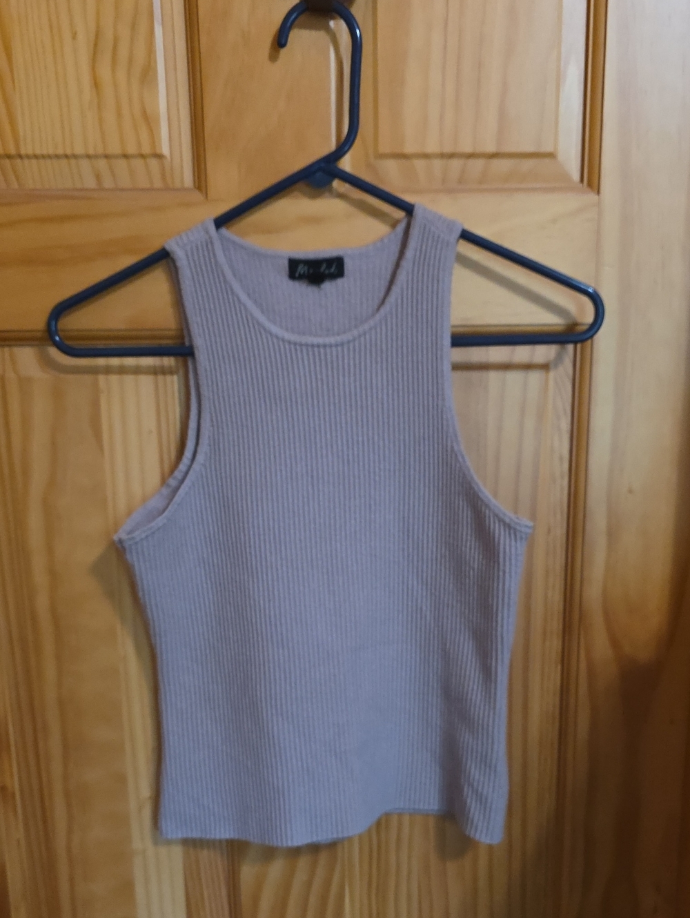 Marled Dusty Taupe Ribbed Fitted Cropped Tank Top Size Small